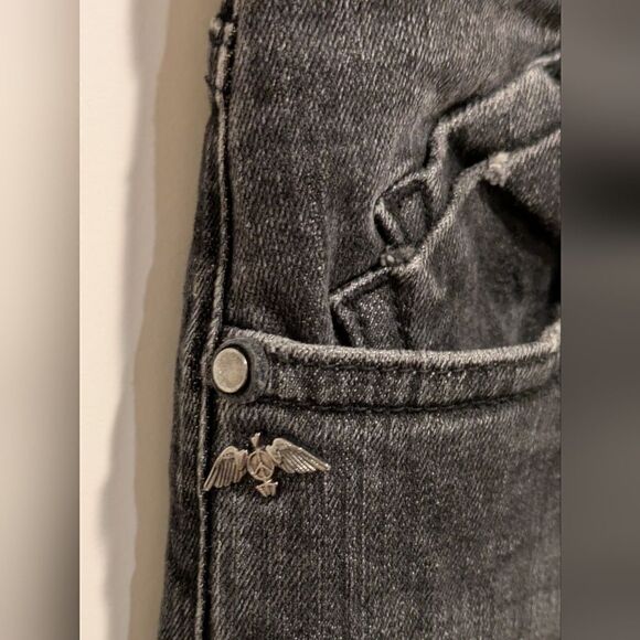 EUC Mos Mosh Size 27 Jordon Deco Jeans in Black with Bejewelled Leg Patches - Picture 4 of 9